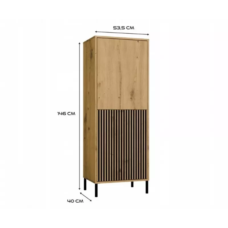 KAMARO 2DK SLIM/GŁ OAK ARTISAN DISPLAY CABINET