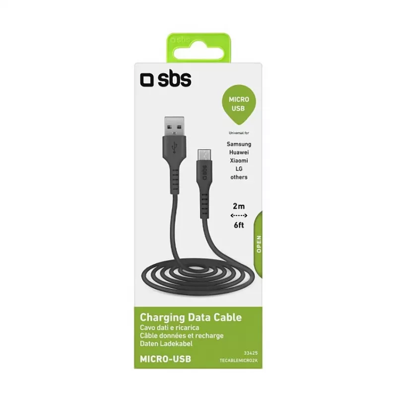 SBS TECABLEMICRO2K 2m USB A Micro-USB B Male Male Black USB Cable (TEKabelMICRO2K)