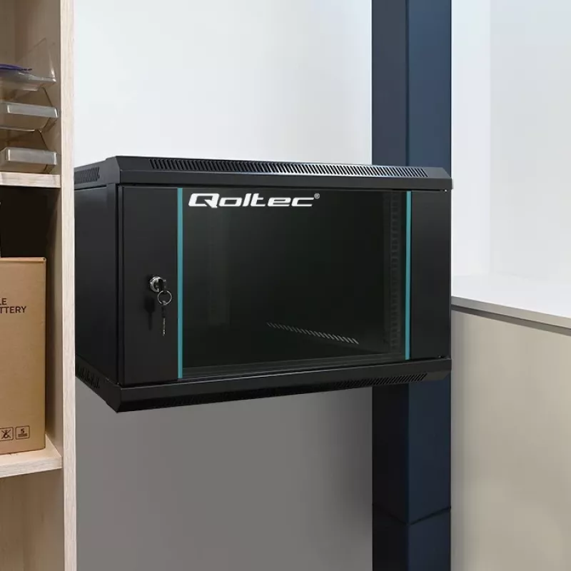 19 inch rack cabinet QOLTEC 54464 12U 600x635x450 Black