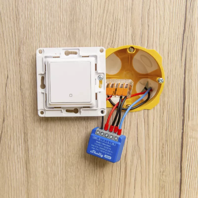 Smart switch Shelly 1 Mini Gen4 1P wireless 110–240V 50–60Hz 1.2W Bluetooth Wi‑Fi ZigBee 34×16×29 mm