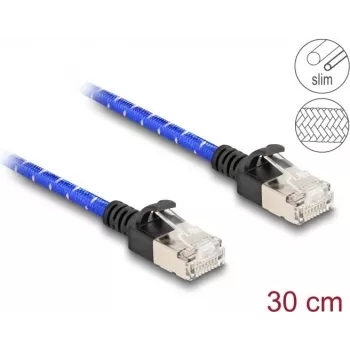 Network Cable DeLOCK RJ45 Cat.6A 0.3m Blue