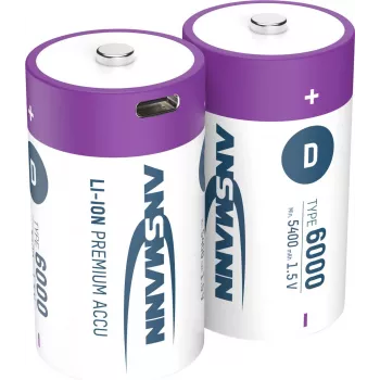1314-0005 Li-Ion rechargeable batteries Mono D type 6000 min. 5400 mAh box of 2 - Battery - Mono