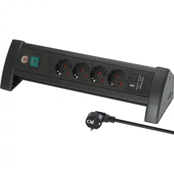 Power strip Brennenstuhl ALU-Office-Line 4-fold black/white — Brennenstuhl ALU-Office-Line 4fold