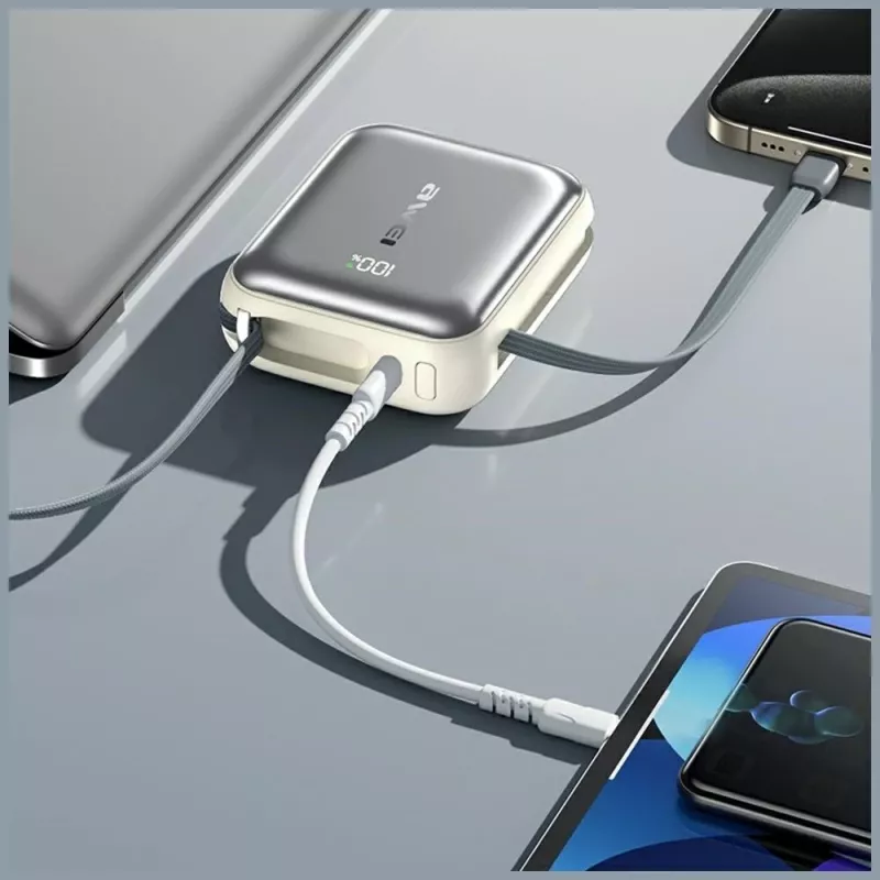 Portable power bank Awei C03 20000mAh with 45W output and integrated USB-A/USB-C cable