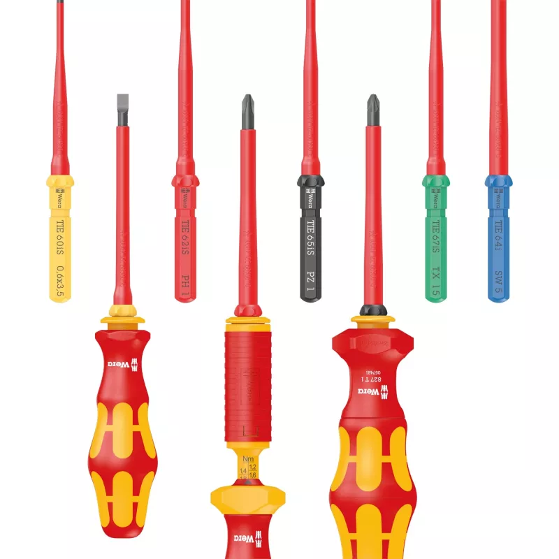 Kraftform Kompakt VDE 16 Universal 1 Tool Finder, 16-teilig, Schraubendreher rot/gelb, inkl. Steckgriff, Phasenprüfer, VDE-Wechselklingen