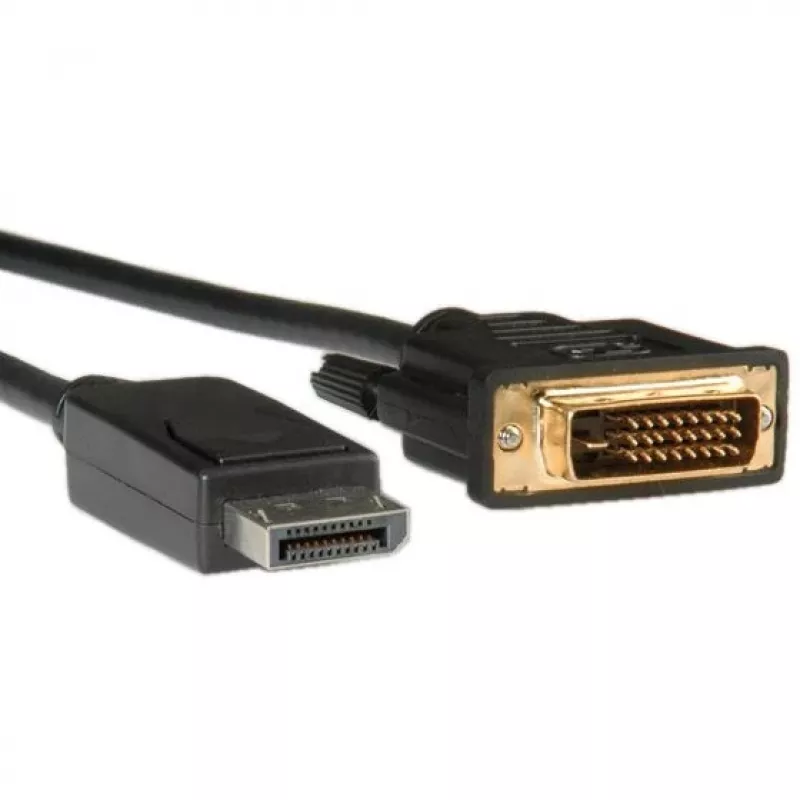 ROLINE - Video Cable - DisplayPort (M) - DVI-D (M) - 1 m (DisplayPort 1.1) - Thumbscrews - Black (11.04.5771)
