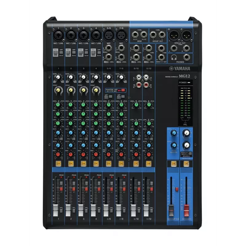 Audio mixer YAMAHA MG12 12-channel, 24-bit DSP, 192 kHz sample rate, 48V phantom power