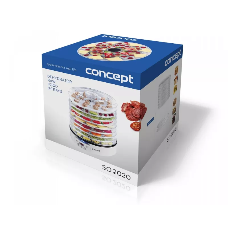 Food dehydrator Concept Solution SO2020, 500 W, LED display, silver, 220–240 V, 3.3 cm grate diameter