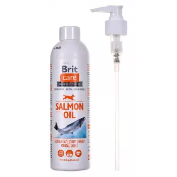 Dog supplement oil Brit Care Salmon Oil 250 g — liquid, preservative-free, improves skin and coat