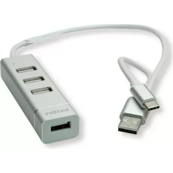 ROLINE 14.02.5037 Interface Hub USB 2.0 480 Mbit/s Silver - White (14.02.5037)