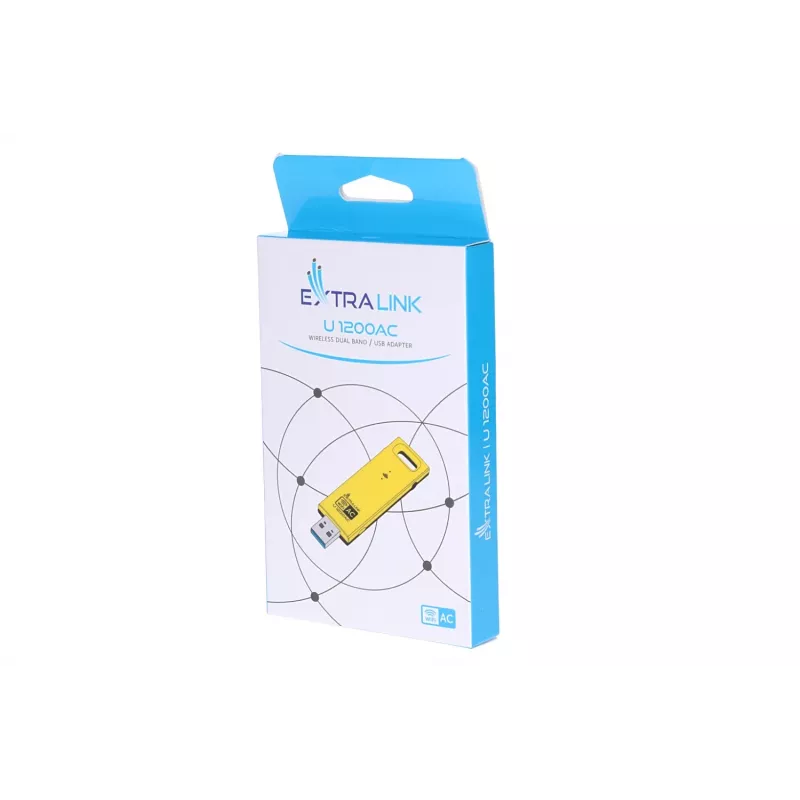Wireless USB Adapter Extralink U1200AC AC1200 Dual Band, yellow plastic