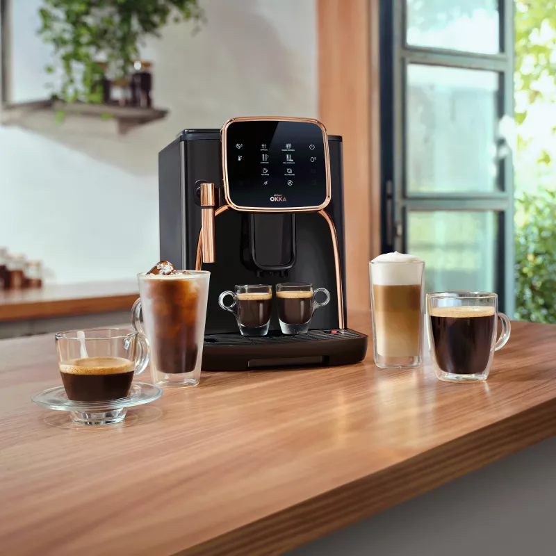 Okka Espresso Pro , fully automatic black/bronze, 1450 Watt