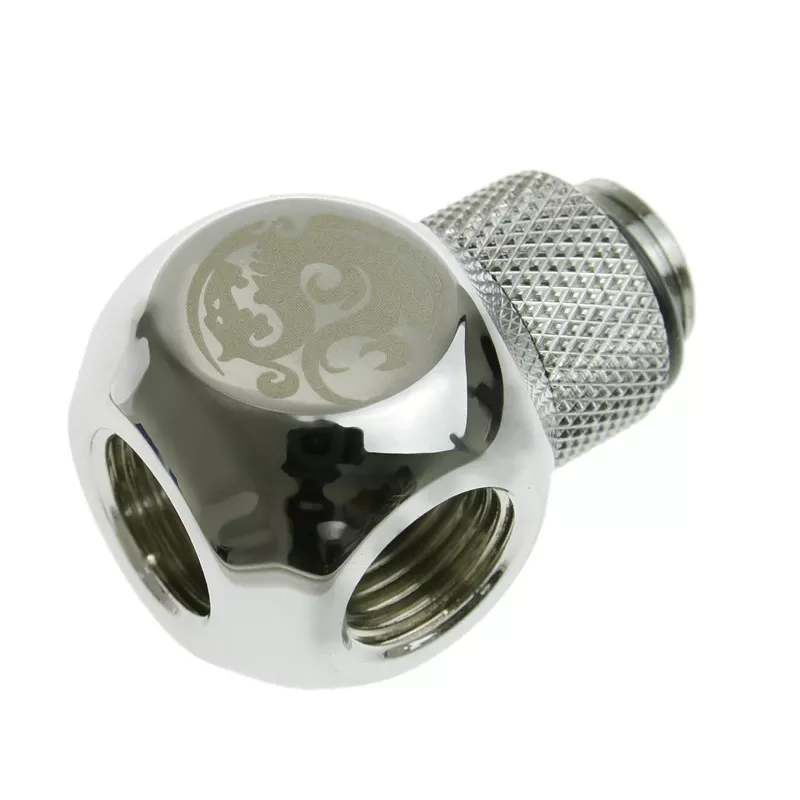 Bitspower Adapter T-Splitter G1/4 inch AG to 2x G1/4 inch IG - Rotatable, TII, Silver Glossy