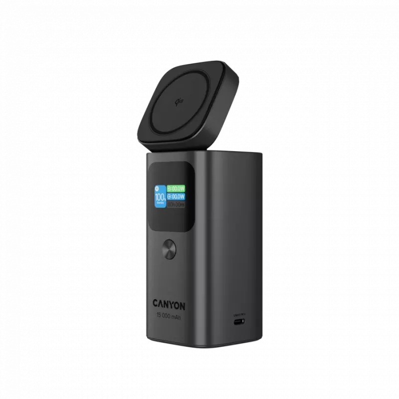 CANYON Qi2 magnetic power bank OnPower 150 15000mAh Aluminium Dark grey