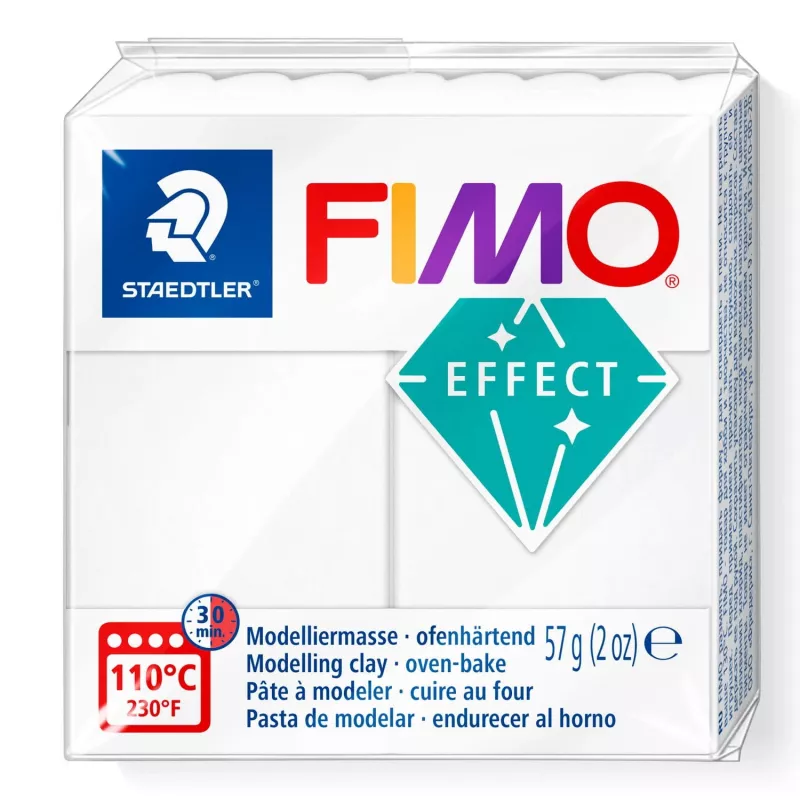 Modeling clay FIMO effect white translucent 8010-014 — translucent white effect, soft polymer clay, 57 g bar