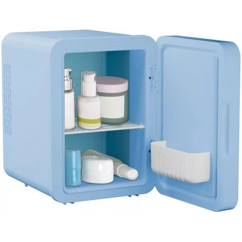 Mini fridge with LED makeup mirror Elle 4L blue — personal cosmetic refrigerator