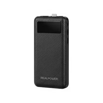 Power bank RealPower PB-10000 Plus 10,000 mAh 20W 2×USB-A 1×USB-C black