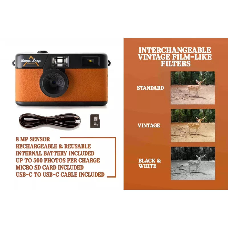 Screenless Digital Camera Camp Snap CS-V105-BR-JP — Brown compact camera without display