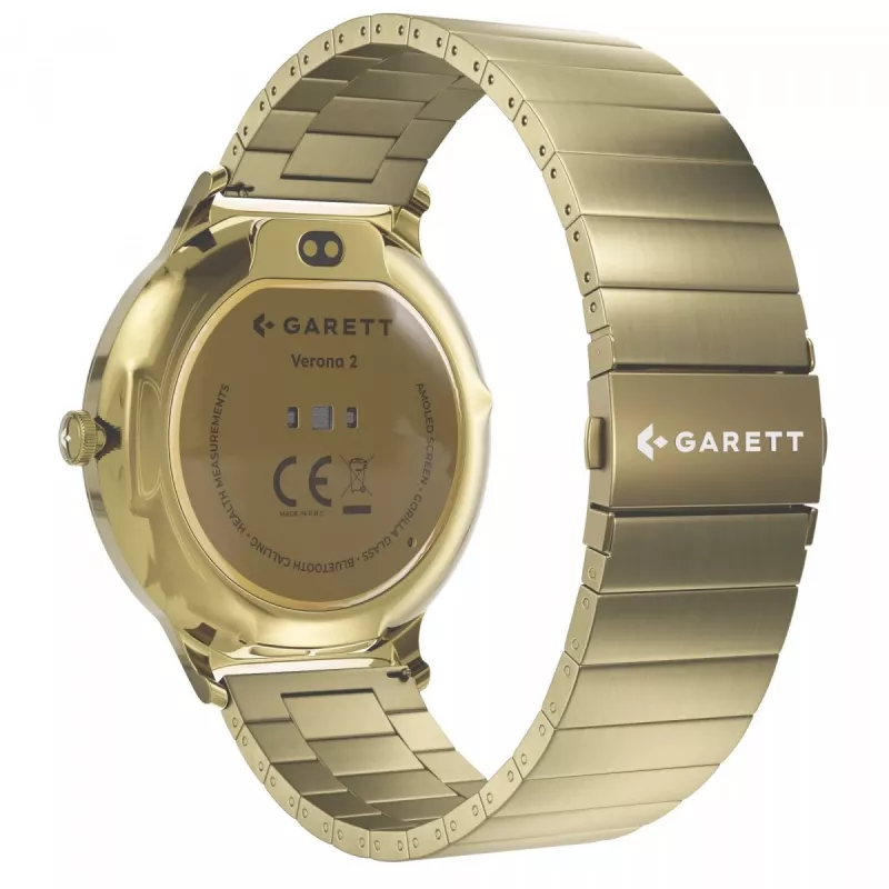 Smartwatch Garett Verona 2 Gold Steel with Bluetooth and Heart Rate Monitor
