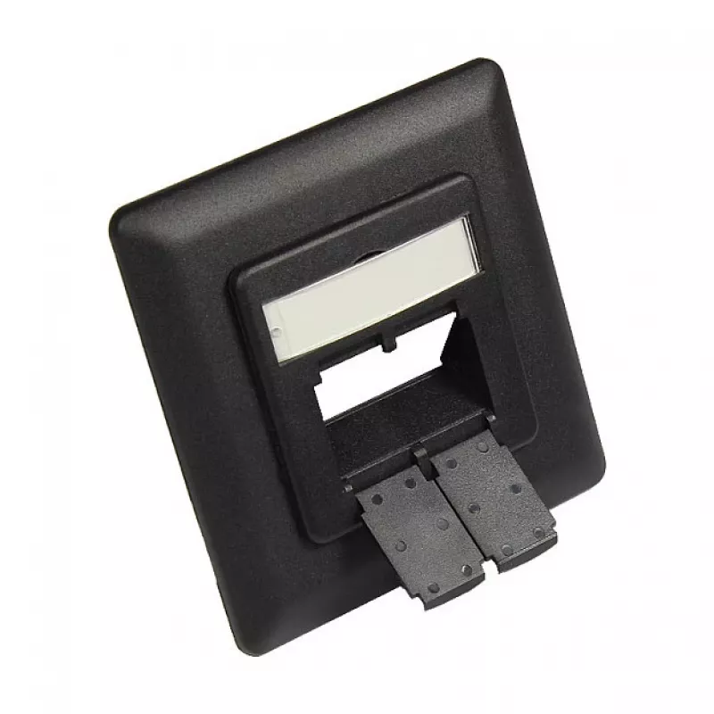 Zentralstück 50x50mm inkl. Abdeckrahmen 80x80mm für Netzwerkdosen, tiefschwarz (matt) RAL9005, Good Connections (GC-N0055)