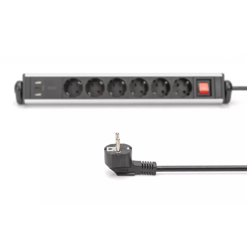 Digitus 6-way office power strip with 3x USB ports 1.5m cable