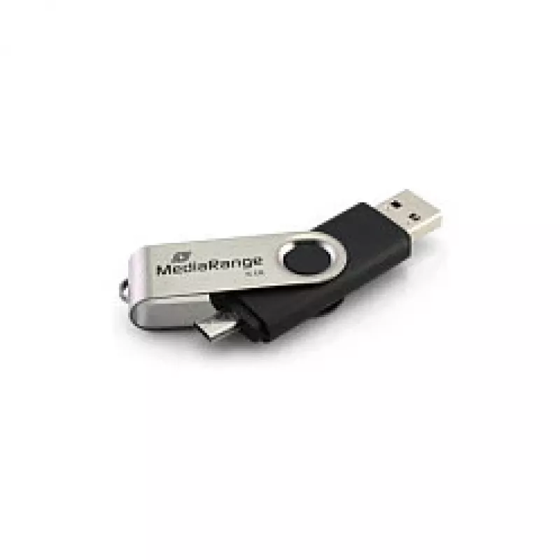 MediaRange MR932 - USB Flash Drive - 32GB - USB2.0 / micro USB - Black/Silver (MR932-2)