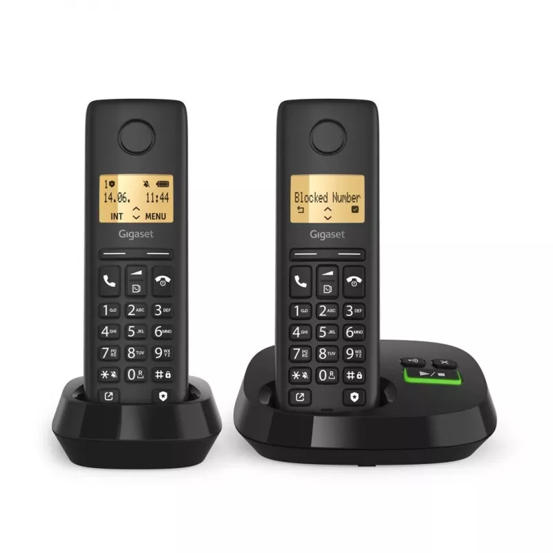 Cordless Analog/DECT Telephone Gigaset PURE 100A Duo — 2 Handsets, Speakerphone, Caller ID, 1.5 inch Display, Black