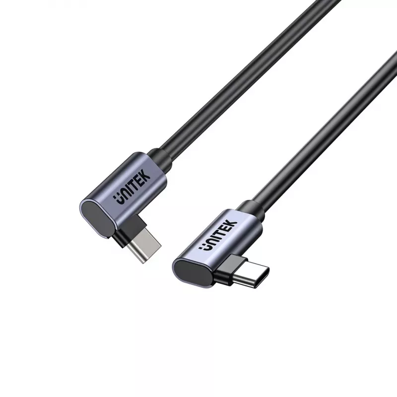 USB‑C cable Unitek C14147ABK01 90°–90° PD 100W 0.5 m, angled-to-angled, black