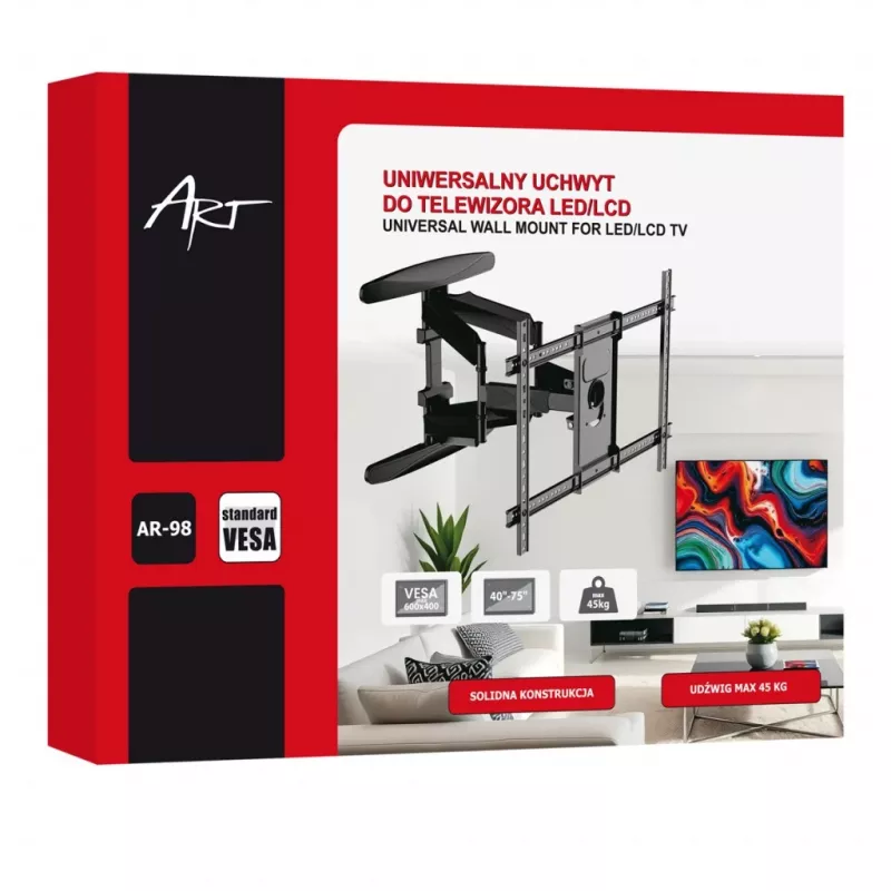 GART LCD/LED TV mount 40-75 45 kg vertical/horizontal adjustment 58-380 mm max VESA 600x400