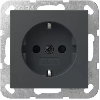 Schuko socket outlet Gira System 55, model 445328, anthracite finish