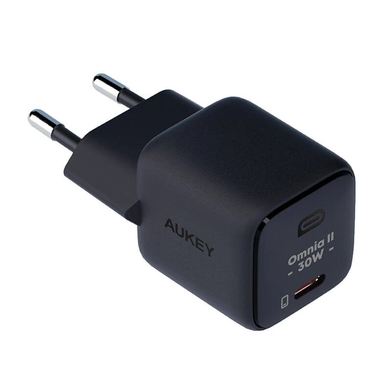 Wall charger Aukey PA-B1L USB-C 30W Black — compact USB‑C PD power adapter