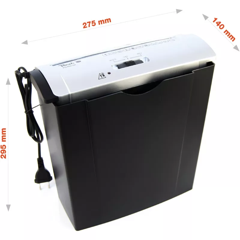 Paper shredder PEACH PS400-02, strip shredding, 22 cm working width, 7 mm cut, black/silver