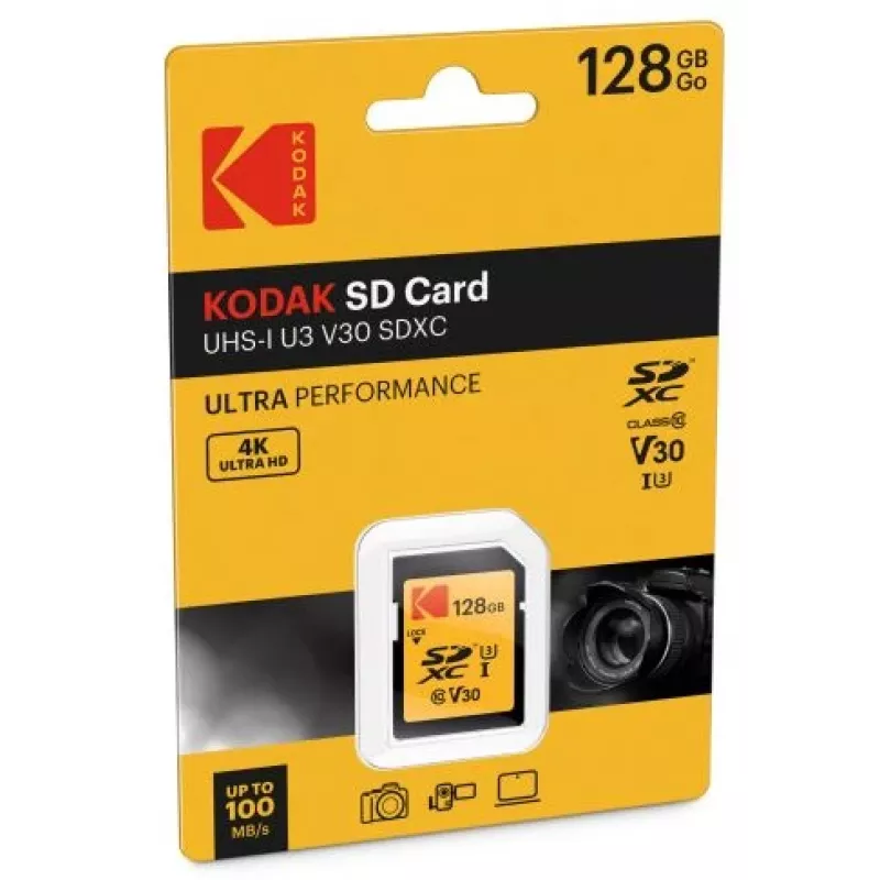 Kodak - Flash Memory Card - 128GB - UHS Class 3 / Class10 - 650x - SDXC UHS-I (EKMSD128GXC10HPRK)