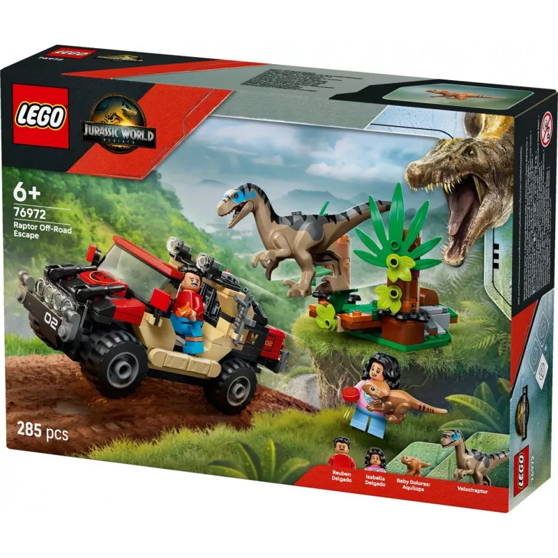 Construction set LEGO Jurassic World 76972 Raptor Off-Road Escape, 285 pcs, 2 minifigures, age 6+