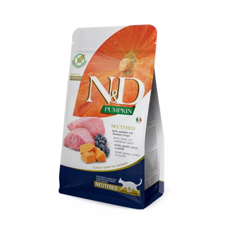 Dry cat food - FARMINA N&D CAT PUMPKIN LAMB&BLUEBERRY ADULT 300g