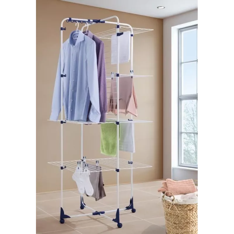Drying rack Leifheit Classic Tower 450 81456 — indoor/outdoor, 45 m drying space, wheels, 1760×690 mm