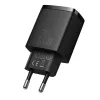 Indoor USB Fast Charger Baseus CCXJ-B01 — 2-port (USB-C PD 20W + USB-A QC3.0 18W), 100–240V, Black