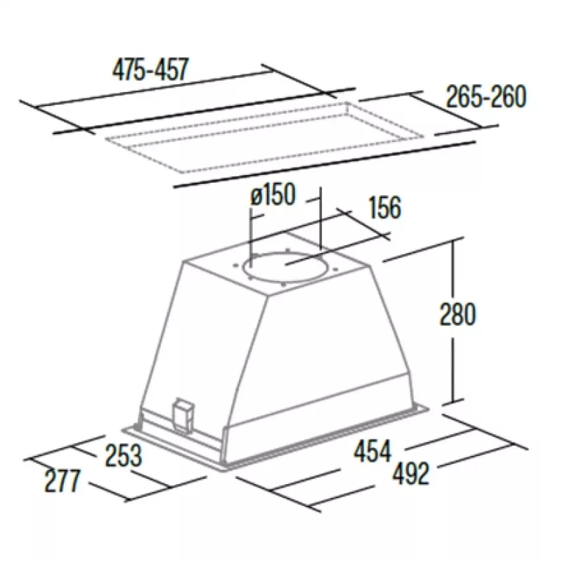 CATA GL Built-under Aluminium, Grey 820 m³/h