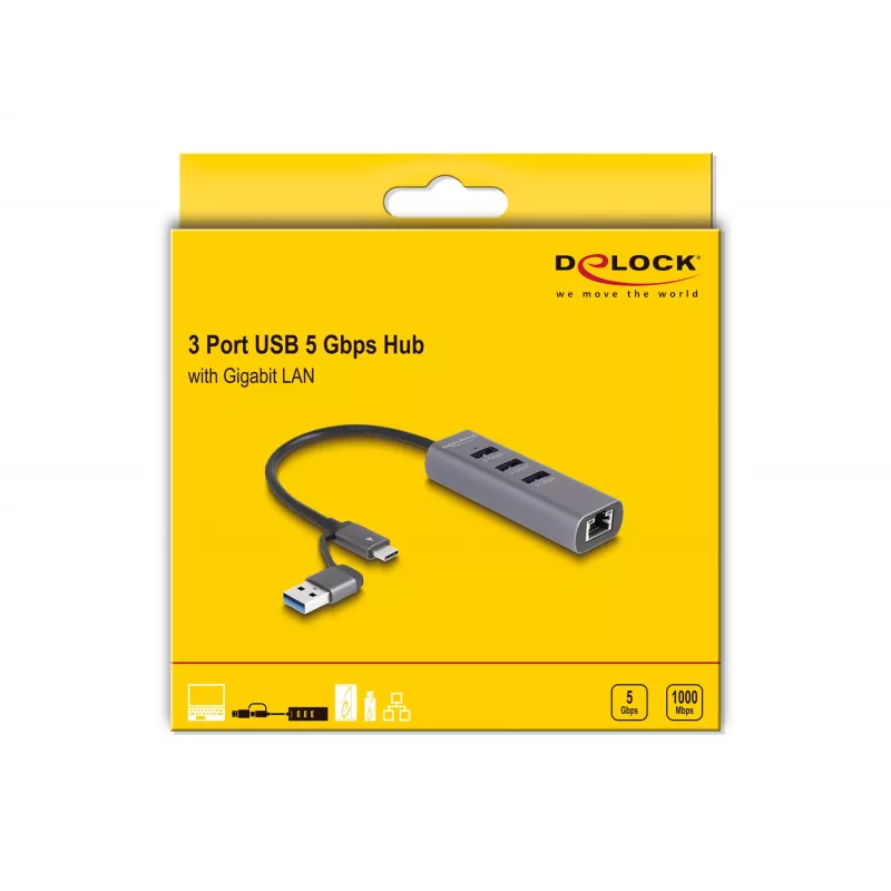 DeLOCK 64282 laptop-dockingstation & portreplikator Wired USB 3.2 Gen 1 (3.1 Gen 1) Type-C Grey (64282)