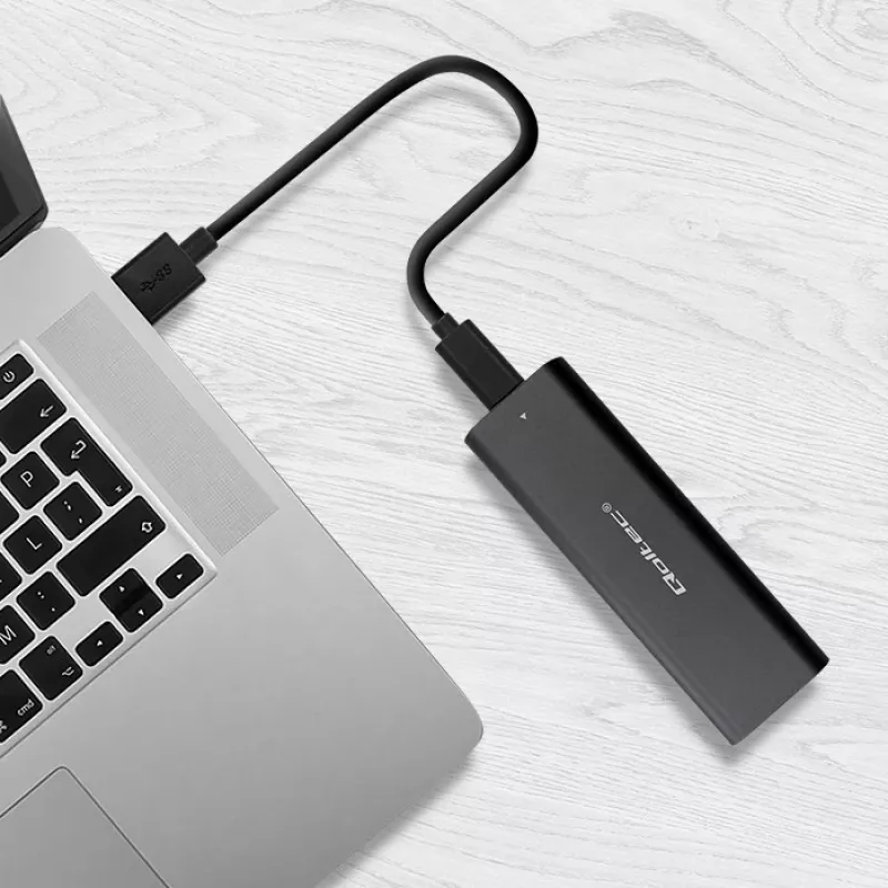 SSD enclosure QOLTEC 50312 Black for single M.2 SATA drive, USB Type-C (USB 2.0 / 3.2 Gen 1)