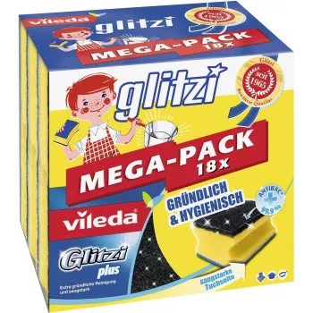 Cleaning sponge VILEDA Glitzi plus MEGA-PACK 18x — scouring sponge set for dishes and surfaces