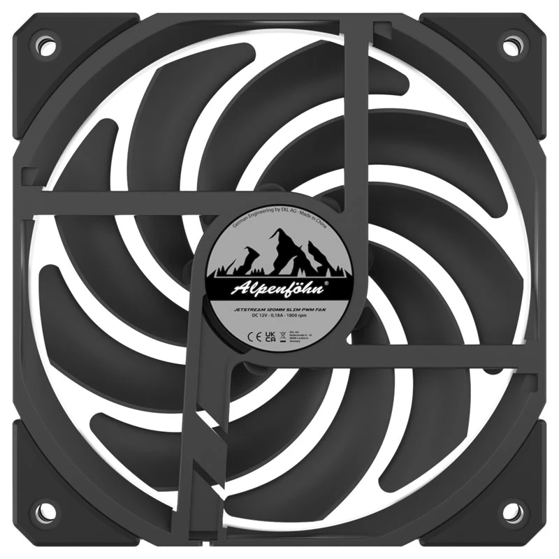 Cooling fan EKL Alpenföhn Jetstream PWM Slim 120x120x16mm, PWM speed control, 120 mm slim profile