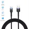 Data cable Tellur USB to Type-C LED nylon braided 1.2 m Black