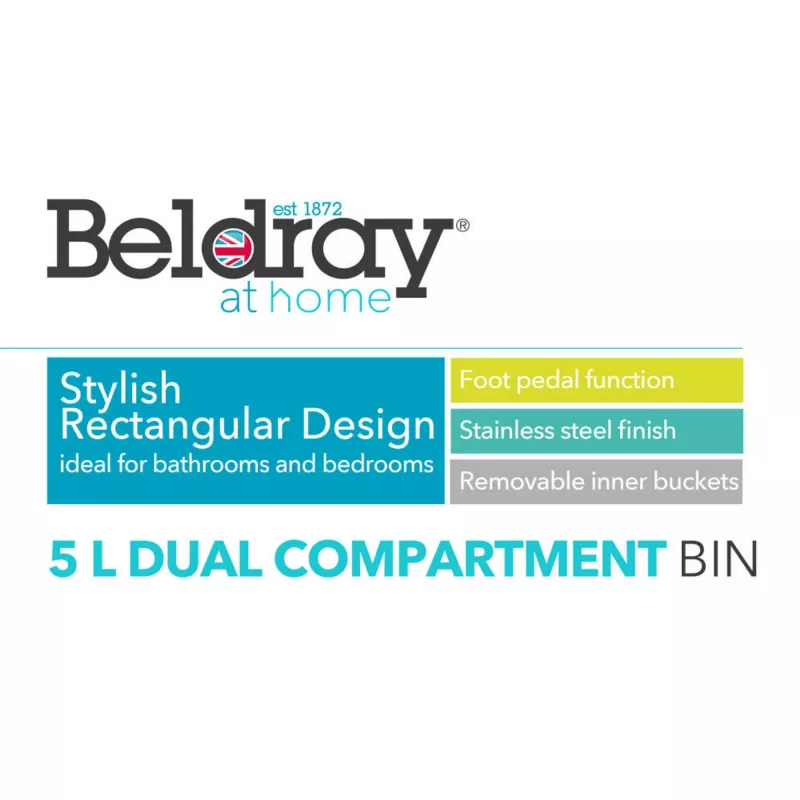 Dual compartment bin Beldray LA035235SSFEU7 stainless steel 5-litre