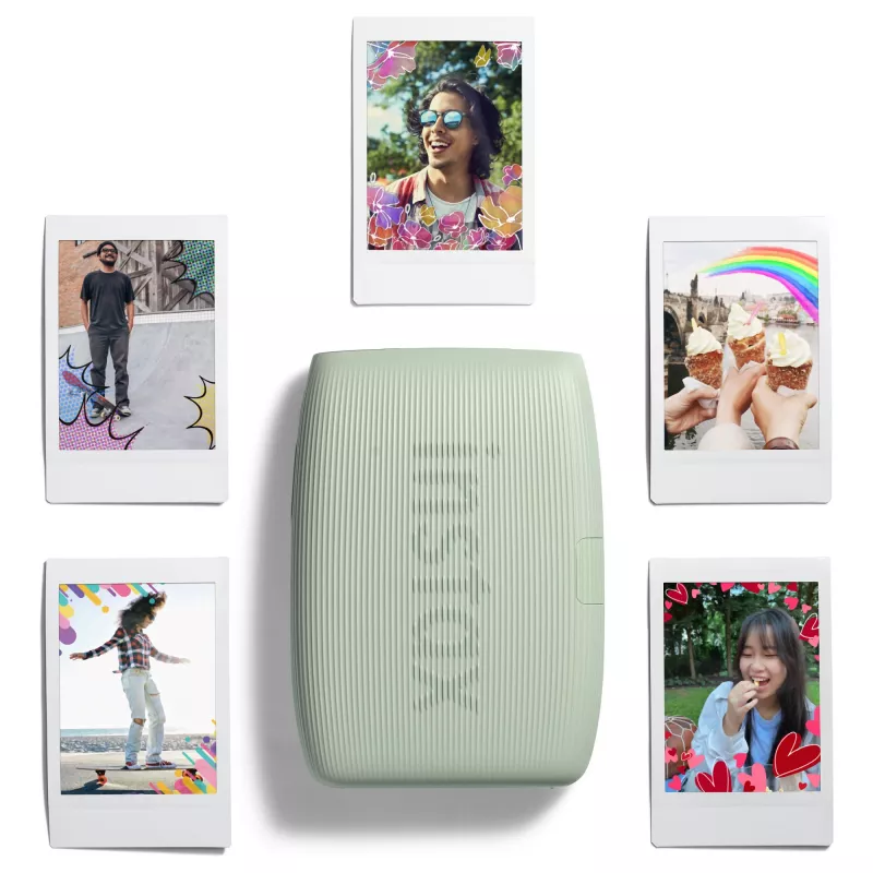 Instant printer Fujifilm Instax Mini Link3 Sage Green — 800×600 DPI, prints 6.2×4.6 cm, Bluetooth, 0.21 kg