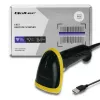 Handheld barcode reader QOLTEC 50867 — 1D/2D laser scanner, USB wired, 600 mm range, yellow/black