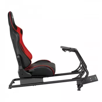 White Shark RSC-303 King of Speed Racing Simulator Cockpit - Steel Frame, Reclining PVC Leather Seat, Universal Wheel & Pedal Mounts