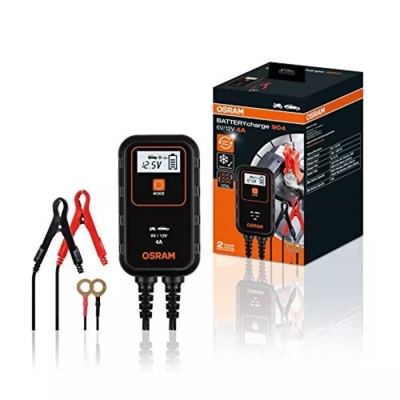 BATTERYcharge 904 charger, charging voltage: 6/12 V OSRAM, charging current: 4A, supply voltage: 230V, battery type: AGM/Li-Ion/VRLA