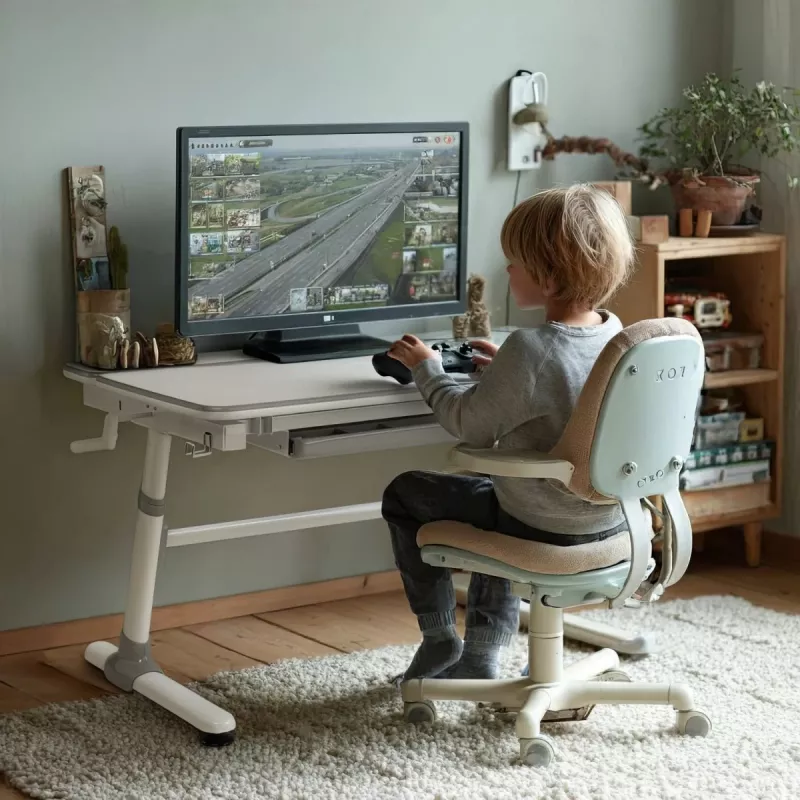Ergo Office children ergonomic height adjustable desk, grey, max 100kg, ER-417 2cz