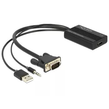 Video Cable Adapter DeLOCK 62597 0.25m HDMI Type A VGA D-Sub 3.5mm USB Type-A Black